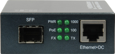 Konvertues media LevelOne RJ45 në SFP, Gigabit, PoE PSE, i zi