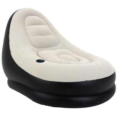 Karrige Deluxe e fryme me tabure, 125x100x85cm, PVC, gri e zeze