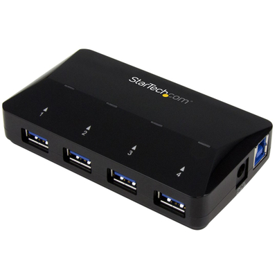 USB распределувач StarTech ST53004U1C, 4 USB 3.0 порти, 2.4A порта за полнење, црн