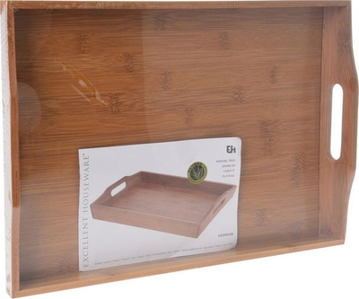 Tabaka servirje Excellent Houseware Bamboo Tray, 43x29x5 cm, dru bambuje, ngjyrë natyrale