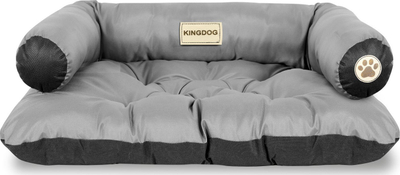 Shtrat për qen Kingdog AIO, 100x70 cm, i papërshkueshëm nga uji, gri e errët