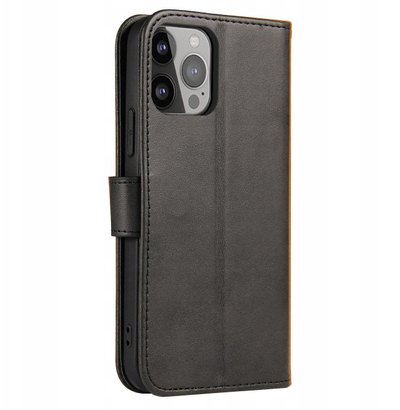 Këllëf magnetik portofol për telefon Oppo A17, lëkurë ekologjike, me qëndrim, i zi