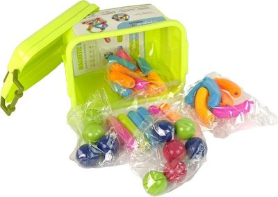 Lodër me blloqe magnetike Lea Toys Magnetic Blocks, 34 copa, valixhe plastike, shumëngjyrëshe
