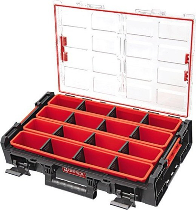 Organizer për vegla Qbrick System One XL Long Bin, set me 4 copë, i kuq
