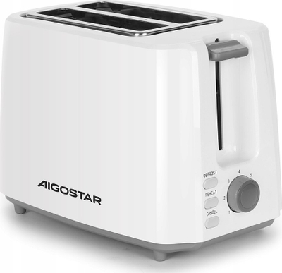 Toaster Aigostar, 750W, 7 nivele pjekje, i bardhë