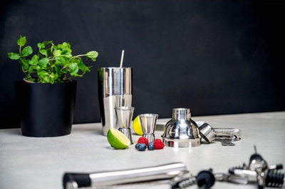 Set koktejsh Alpina Cocktail Set, 14 pjesë, çelik inox, ngjyrë argjendtë