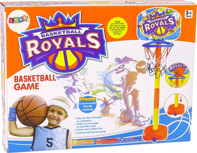 Set basketbolli LeanToys, gjatësi 120 cm, me top edhe pompë, shumëngjyrësh