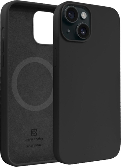 Mbulesë telefoni Crong Color Cover Magnetic për iPhone 15 Plus, MagSafe, silikoni, e zezë