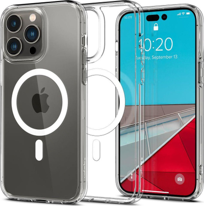 Husë Spigen Ultra Hybrid Mag MagSafe për iPhone 14 Pro Max, transparente, e bardhë