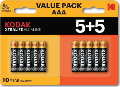 Bateri alkaline Kodak Xtralife AAA R03, paketim 10 copë