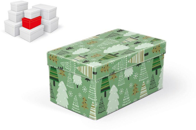 Кутија за подарок Christmas B-V006-C, картон 1.5mm, 20x12x10cm, зелена