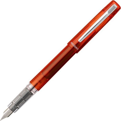 Stilolaps me pendë Platinum Prefounte Medium, majë çeliku, trup transparent, portokalli vermilion