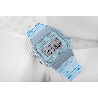 Orë dore Casio Quartz, drejtkëndore, me rezinë, blu e errët