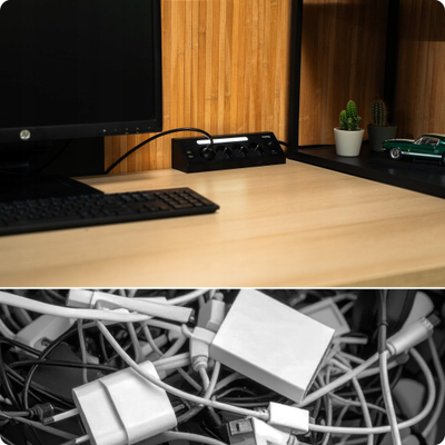 Furçëz rryme Huslog LED, 4x Schuko, 4x USB, i zi