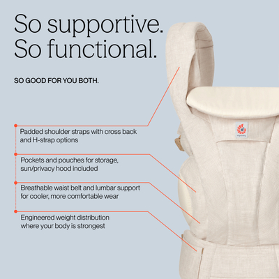 Mbajtëse bebe Ergobaby Omni Deluxe Linen, ergonomike, liri natyral, bezhë