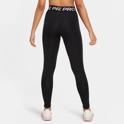 Спортски хулахопки Nike Pro Dri-FIT за девојчиња, еластични, со висок струк, црни