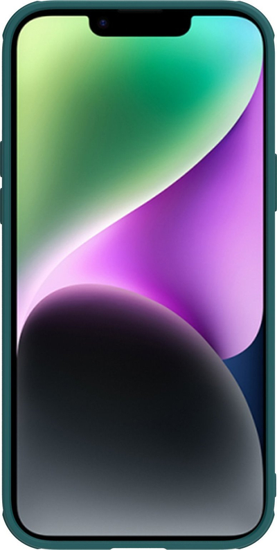 Куќиште за телефон Nillkin CamShield Leather S за iPhone 14, со капак за камера, кожа, зелено