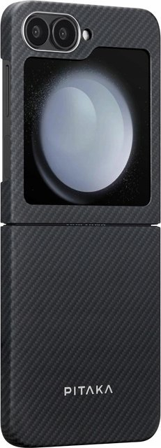 Kapak telefoni Pitaka MagEZ Case 5 për Samsung Galaxy Z Flip 6, aramid, mbështetje MagSafe, i zi gri