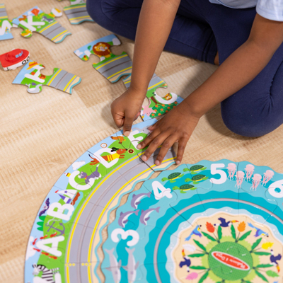 Puzzle për dysheme Melissa &amp; Doug Round the Shore, 48 copa, diametër 68.5 cm, shumëngjyrësh