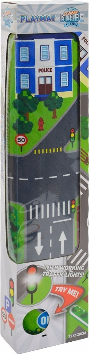 Тепих за игра Kids Globe Traffic Mat, со ЛЕД семафори, повеќебоен