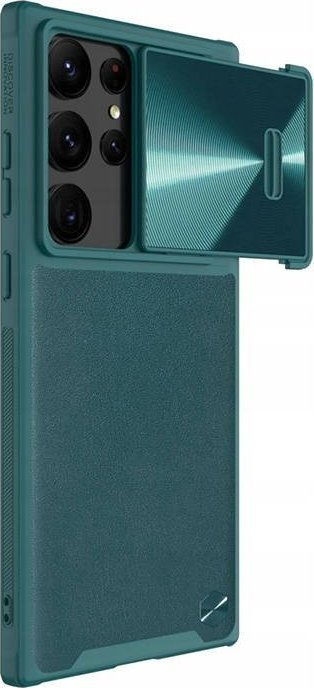 Futrollë Nillkin CamShield Leather S për Samsung Galaxy S23 Ultra, mbrojtëse, me kapak kamere, jeshile