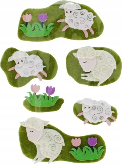 Ornamente dekorative vetëngjitëse prej ndjere CRAFT WITH FUN Sheep 531805, 6 copë, shumëngjyrëshe