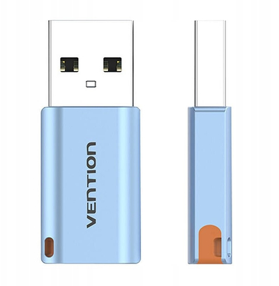 Адаптер USB 3.1 Vention, USB-A машки во USB-C женски, 10 Gbps, сив алуминиум
