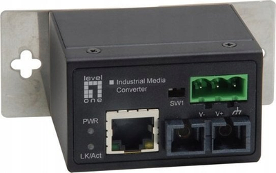 Konvertues industrial media LevelOne IEC-4301, RJ45 në SC, Fast Ethernet 10/100, i zi