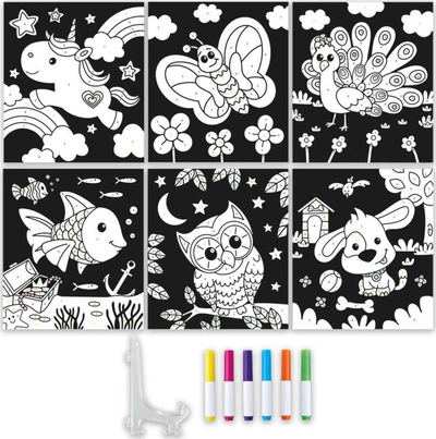 Set kreativ Out of the Box Colour by Numbers, 6 figura me kadife, lapsa ngjyrosës shumëngjyrësh