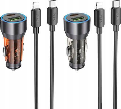 Karikues makine Hoco NZ12A, 43W PD QC3.0, USB A USB C, transparent i zi