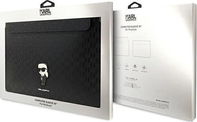 Mbrojtëse laptopi Karl Lagerfeld Saffiano Monogram Ikonik KLCS16SAKHPKK, 16\", e zezë