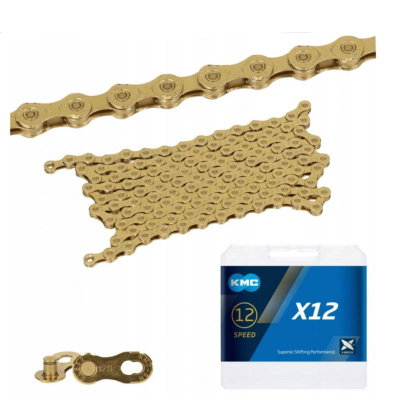 Zinxhir biçiklete KMC X12, 12 shpejtësi, Ti-N, ari