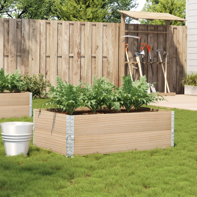Vazo kopshti VidaXL Garden Planter, dru pishe masiv, e palosshme, ngjyrë natyrale