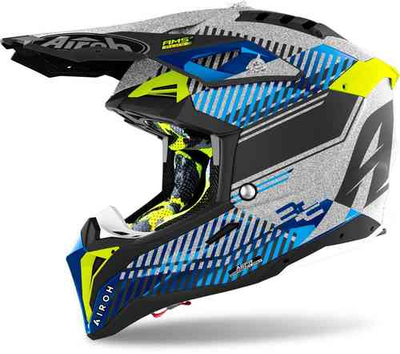 Helmetë motokrosi Airoh Aviator 3 Wave, karboni, 2XL, argjendtë gri