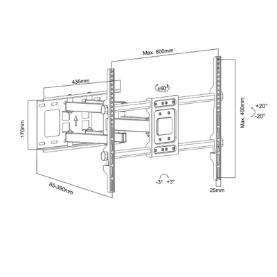 Mbajtëse për TV Maclean Mount, 32-85", 60kg, e zezë