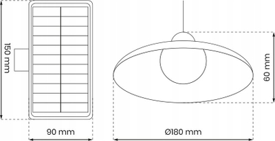 Llambë diellore Saturn Single, bateri 800mAh, panel diellor i veçuar, e zezë