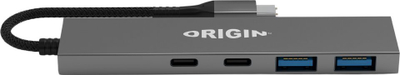 HUB USB Origin Storage OS-HUB-USB3/C, 4 porta, 2x USB 3.2 edhe 2x Type C, gri