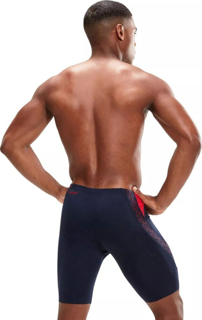 Rroba banje jammer Speedo Hyper Boom Splice, ECO Endurance+, për burra, blu e errët me të kuqe
