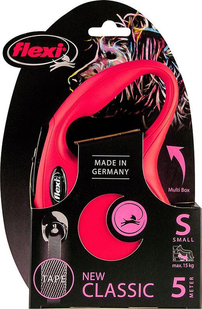 Flexi Classic Tape Повлекувачки Ремен S, 5 m, Црвен