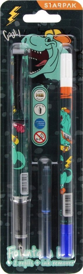 Set stilolaps me bojë Starpak Skate Dino, 2 patrona, gomë korrigjuese, shumëngjyrësh
