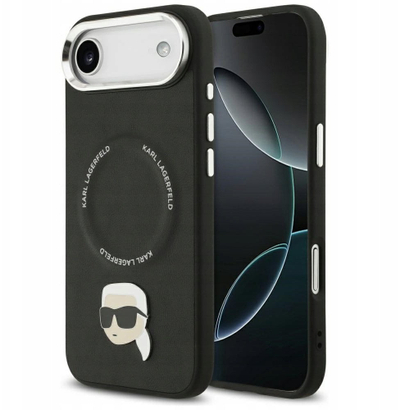 Maskë telefoni Karl Lagerfeld Leather MagSafe, për iPhone 17 Pro, lëkurë, e zezë