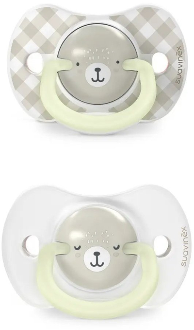 Цуцка Suavinex Night and Day SX Pro, 6–18 месеци, сет 2 парчиња, сива