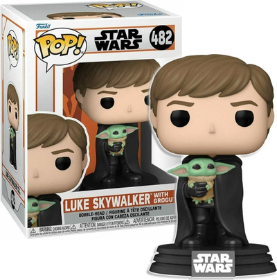 Figurinë Funko Pop Star Wars Luke Skywalker me Grogu, bobble head, PVC, shumëngjyrëshe