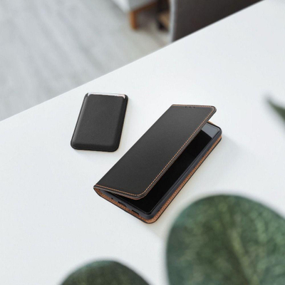 Këllëf telefoni Forcell Smart Pro për Samsung Galaxy A52 5G, lëkurë, kapak si libër, i zi