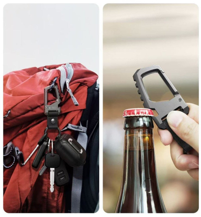 Brelok karabinë Tech-Protect Slidelock, alumin, me hapës shisheje, gunmetal