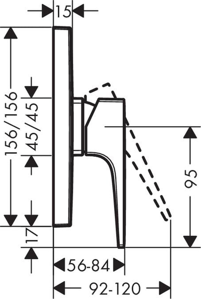 Baterija за туш Hansgrohe Metropol 32565000, скриено монтирање, хром