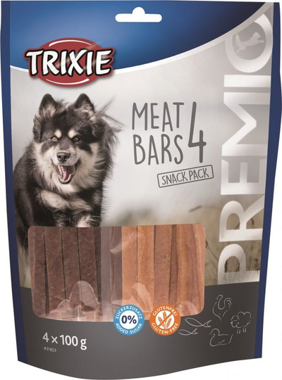 Shpërblim për qen Trixie PREMIO 4 Meat Bars, 4x100g, me pule, pate, qengj edhe salmon