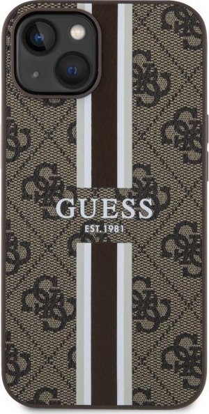 Kapak telefoni Guess GUHMP14MP4RPSW për iPhone 14 Plus, 4G Printed Stripes, MagSafe, kafe