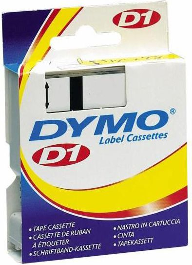 Shirit për etiketa Dymo, 24mm x 7m, i zi / bardhë