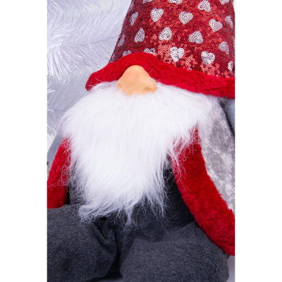Stoli Krishtlindjesh Saska Garden Santa, xhuxh dekorativ, kapelë me shkëlqim, e kuqe